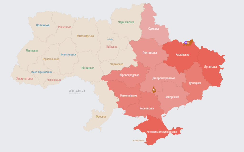 Мапа тривог 3 липня