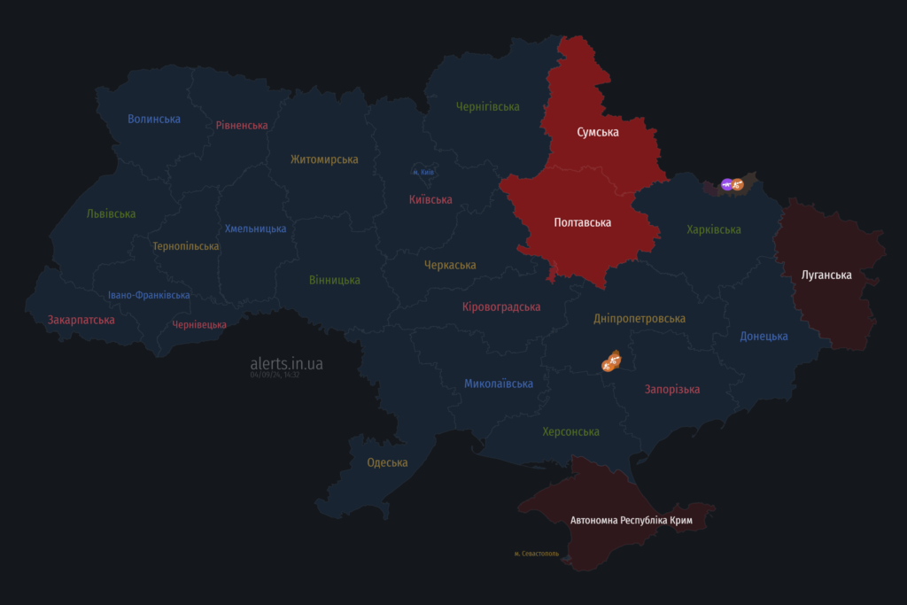 Мапа тривог 4 вересня