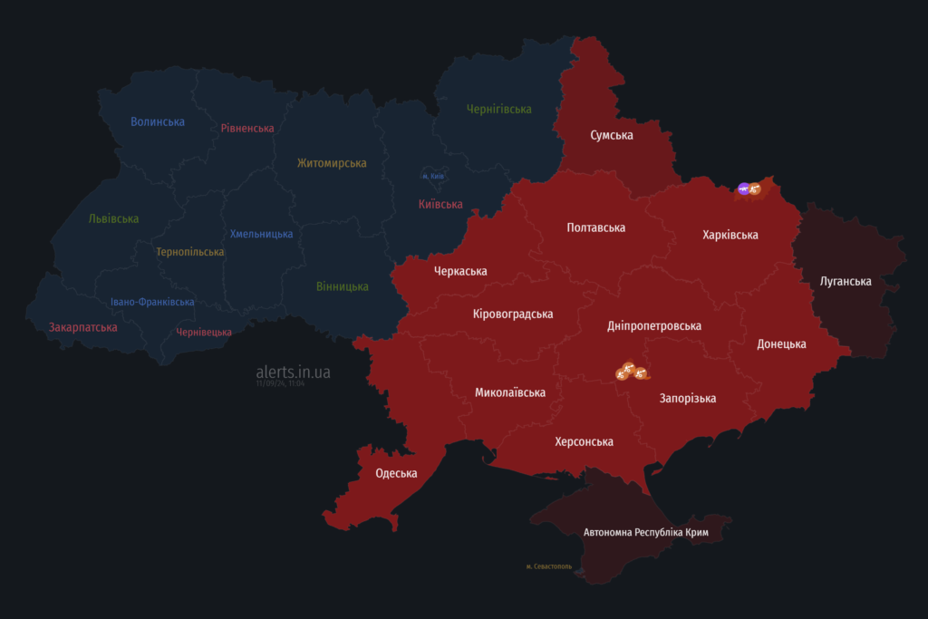 Мапа тривог 11 вересня