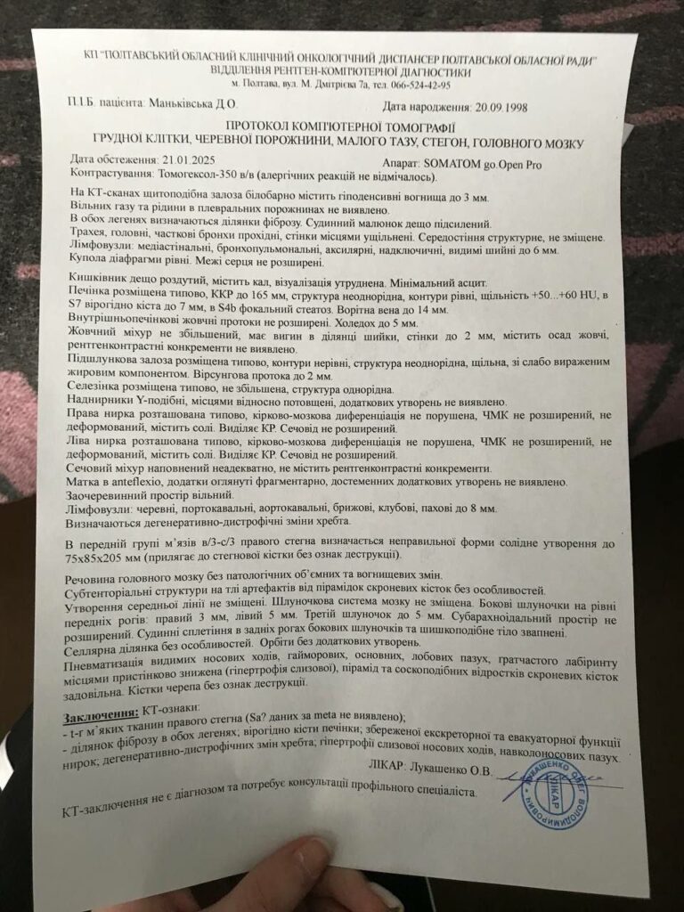 Дарія Маньківська потребує допомоги у боротьбі з хворобою