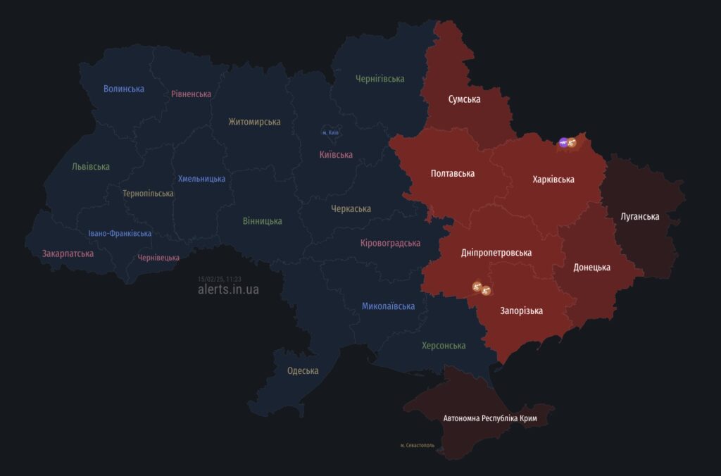 Сирени у Полтаві: де оголошена повітряна тривога. скриншот з мапи тривог України