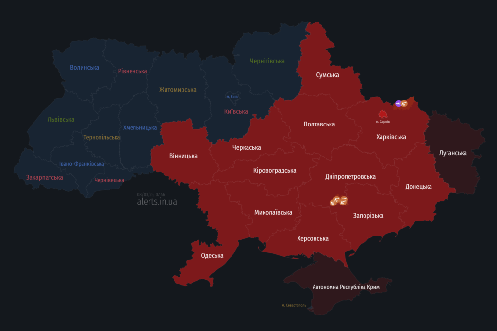 Мапа тривог 8 березня