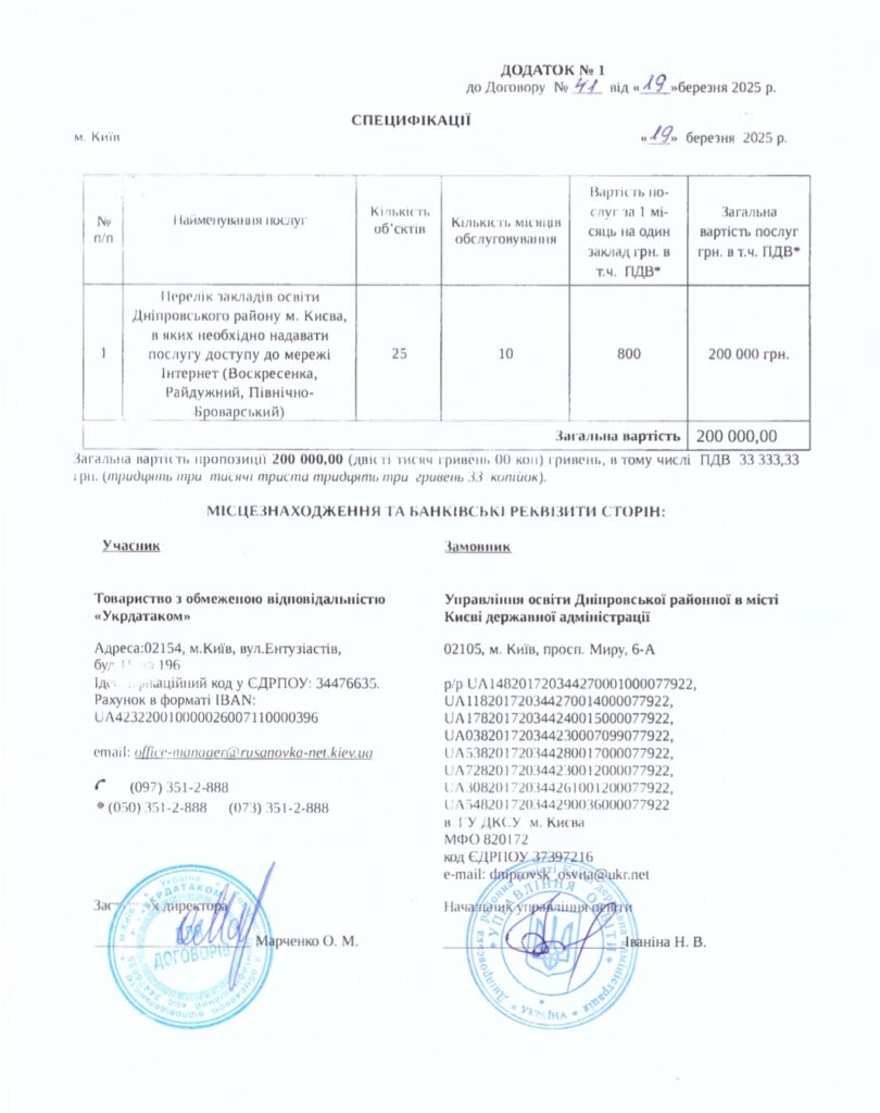 Специфікація на тендері в Києві. Монополія та переплата за інтернет для шкіл Полтави: ціна за 100 Мбіт/с майже вдвічі вища, аніж у Києві та Львові.