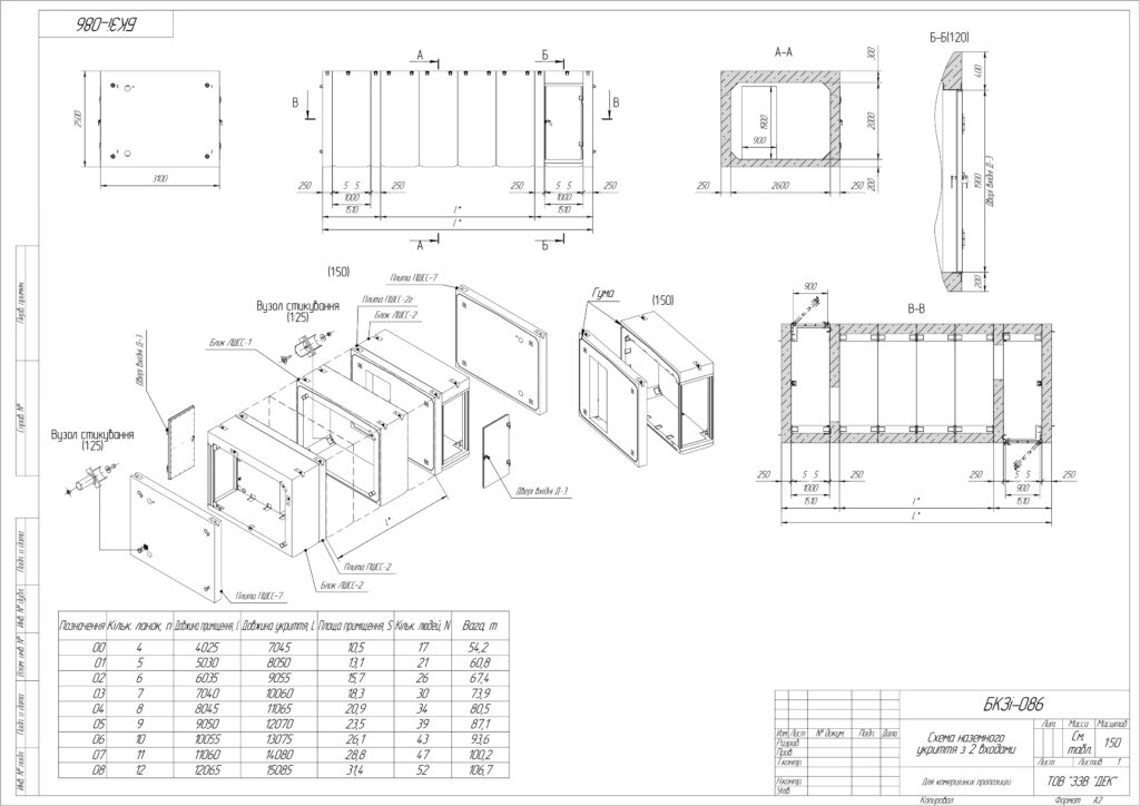Схема модульного укриття. 
