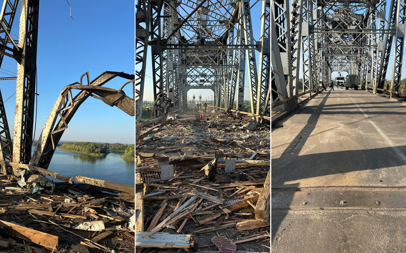 Наслідки обстрілу мосту Кременчука