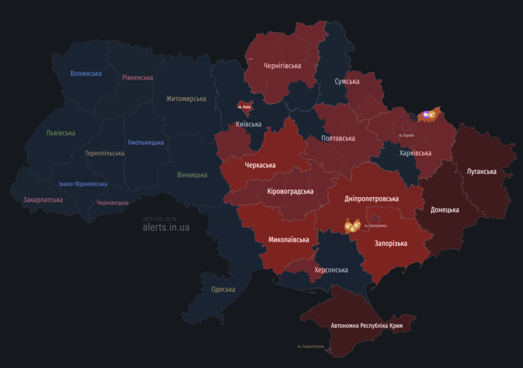 10:11 – повітряна тривога на Полтавщині. Існує загроза застосування балістичного озброєння з північного сходу, повідомили Повітряні Сили ЗСУ.