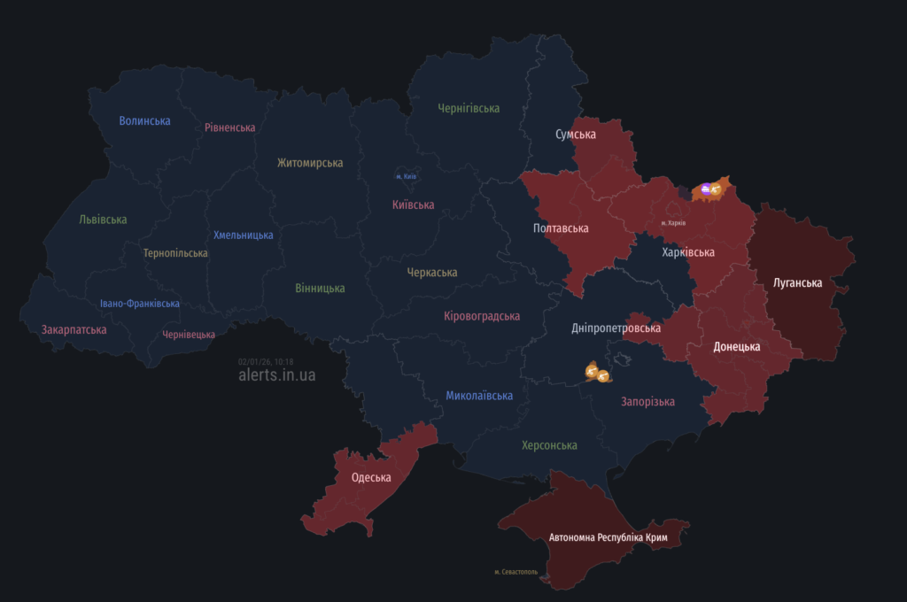 Як повітряна тривога шириться Полтавщиною 2 січня