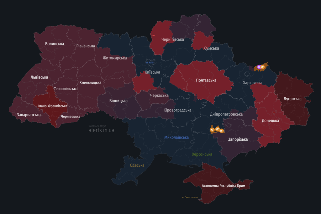 Мапа тривог 7 лютого