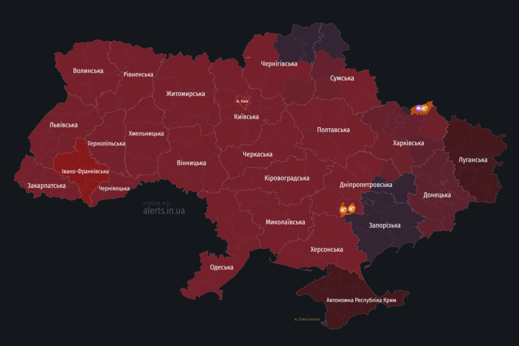 Мапа тривог 7 лютого