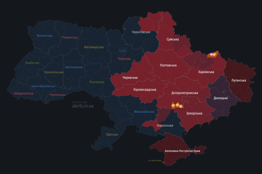Мапа тривог 28 лютого