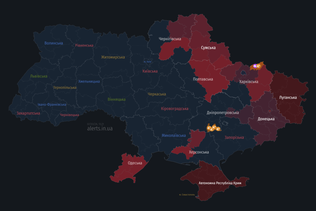 Мапа тривог 7 березня
