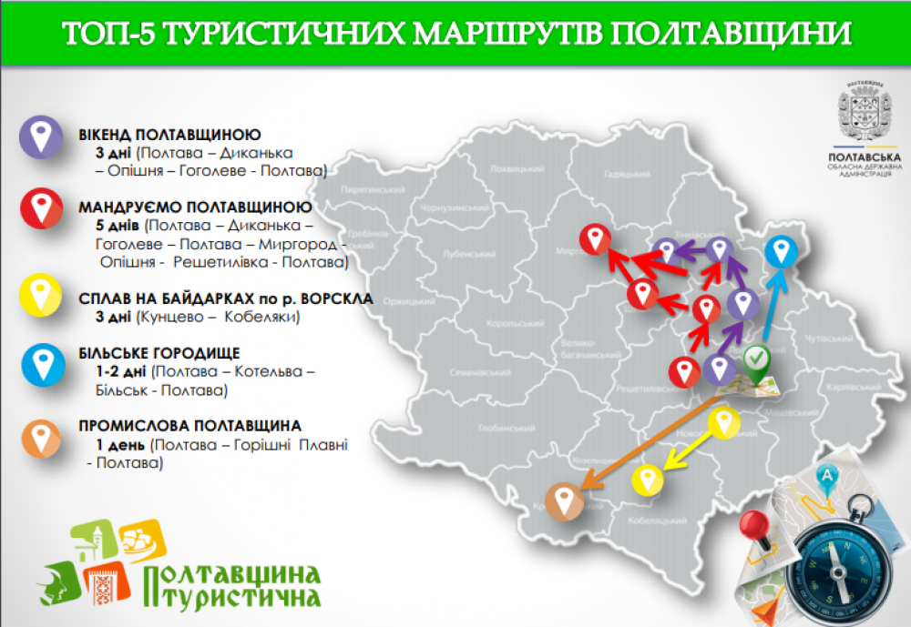 П'ятірка турмаршрутів областю