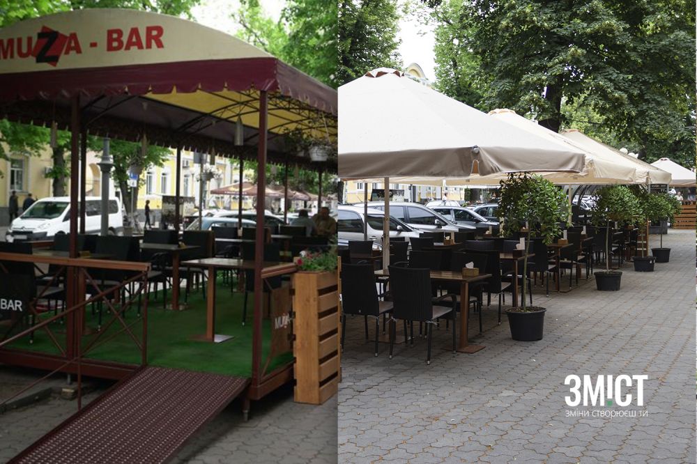 «Muza-bar Club&Restaurant». Зовнішній вигляд у 2019 (зліва) та 2020 (справа) роках