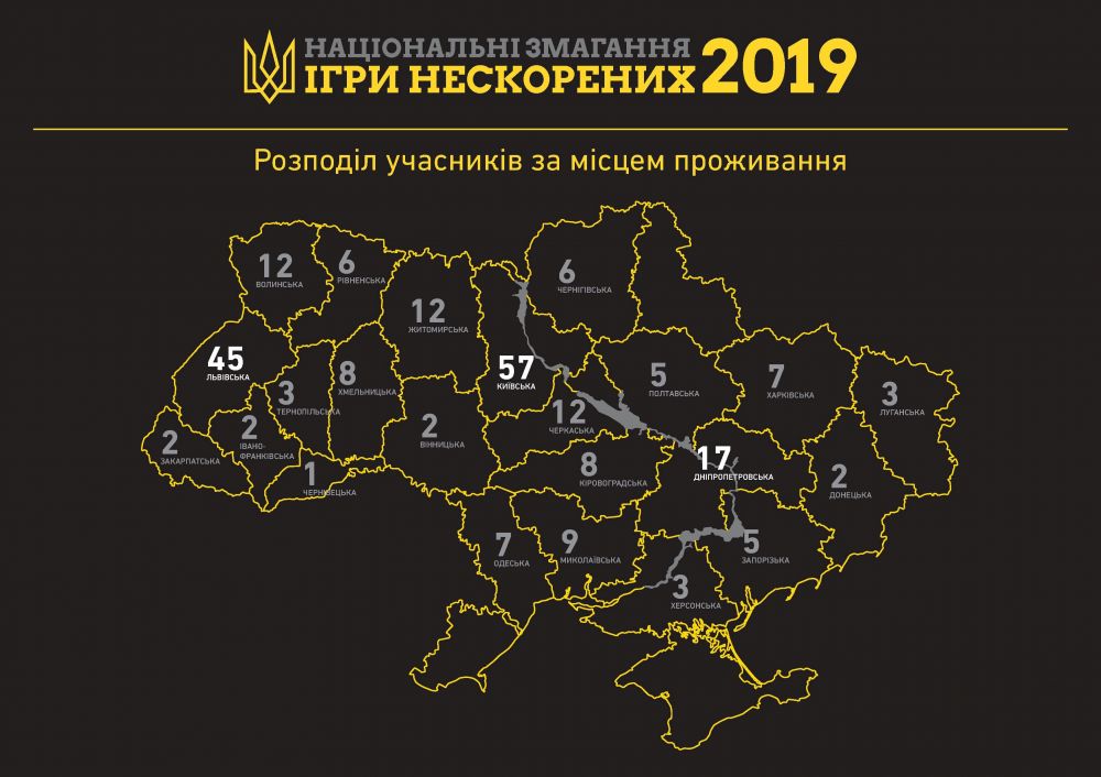 Цьогорічний поділ учасників по регіонах (Джерело – invictusgames.in.ua)