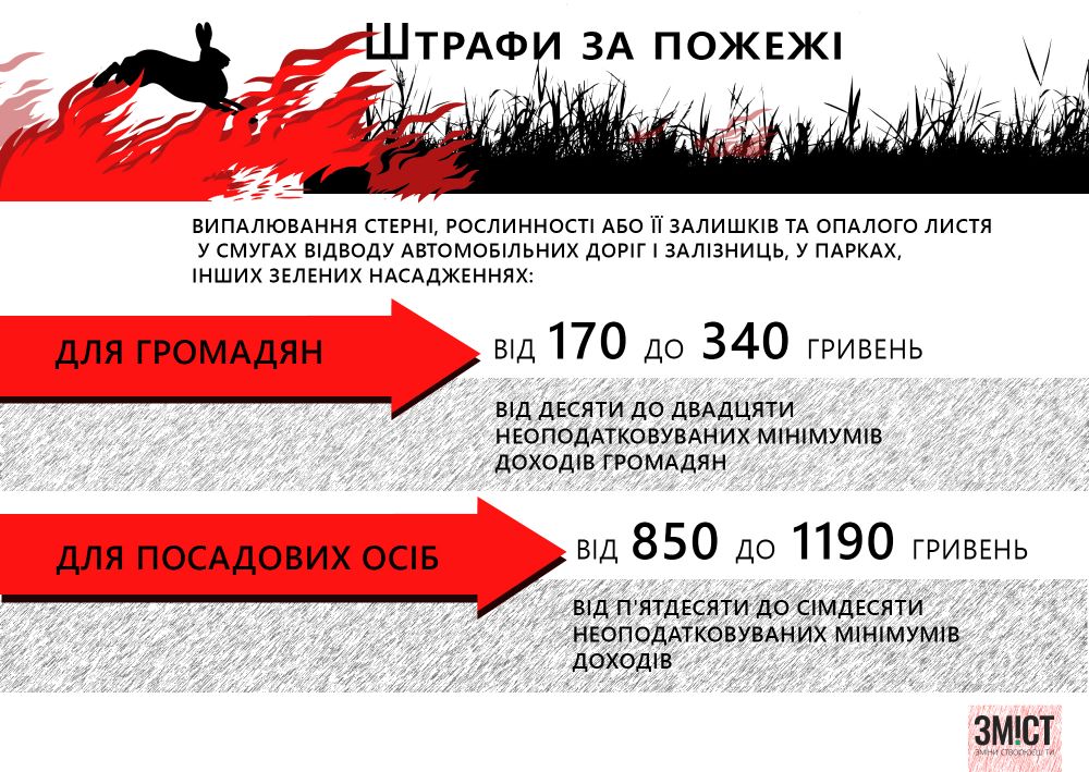 Штрафи за випалювання сухої рослинності