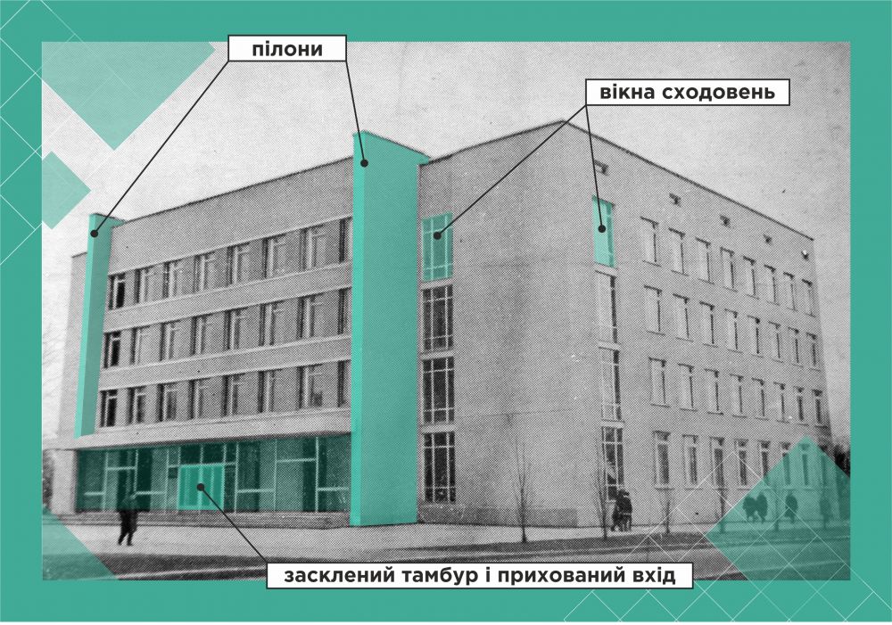 Історичний вигляд Будинку політпросвіти. Фото 1974 року.