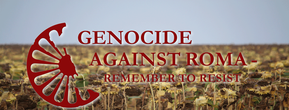 Логотип проєкту Геноцид ромів тонко обігрує національний символ. Джерело - genocideagainstroma.org/ 