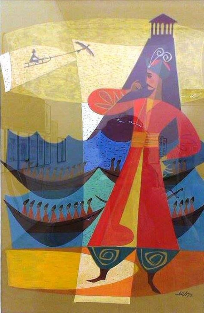 Мирон Левицький. Ілюстрація до «Енеїди» Івана Котляревського. 1963. Елементи абстракціонізму (Джерело – polradio.pl)