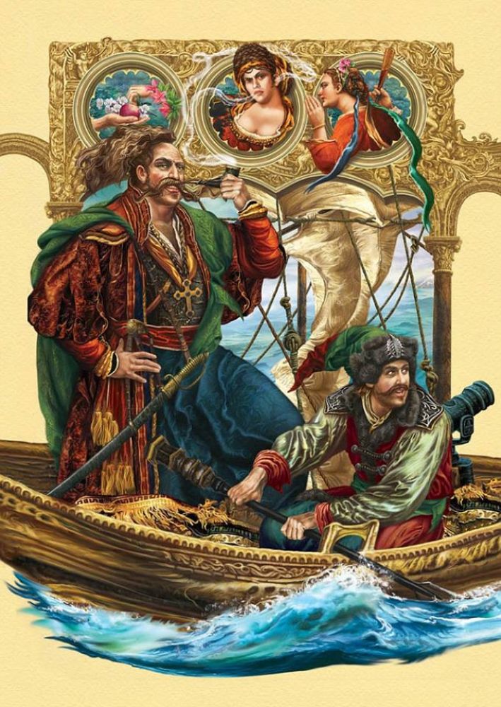 Оксана Тернавська. Ілюстрація до «Енеїди» Івана Котляревського. 2000-ті рр. Елементи необароко (Джерело – ФБ-сторінка проєкту «Хлопець хоч куди козак»)