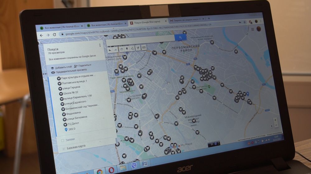 Карта укусів у Чернівцях