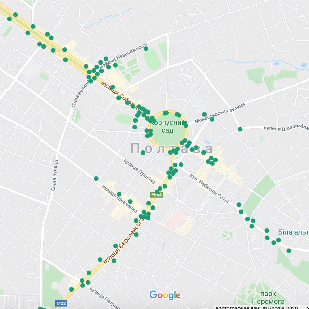 Мапа з об'єктами зовнішньої реклами, які демонтують