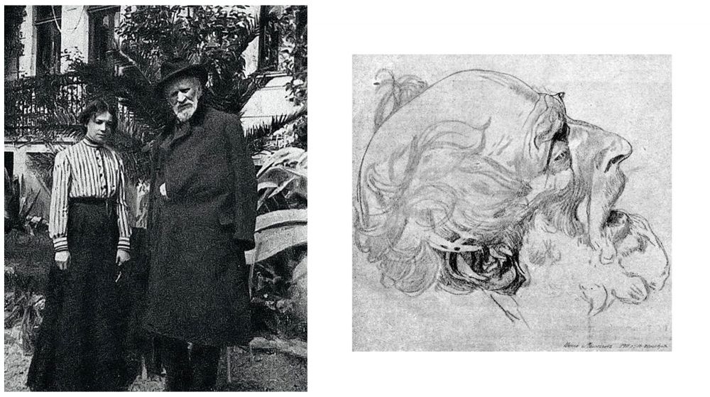 Із художницею Ксенією Васильєвою Григорій Мясоєдов познайомився 1904-го. Разом відпочивали в Криму. Тоді ж написав із неї картину ”Курсистка. На шляху до знань”. Відтоді жінка жила разом із ним у Полтаві. Фото зроблено 1911 року